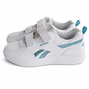 Reebok Kids White Sneakers with Teal Blue Accents